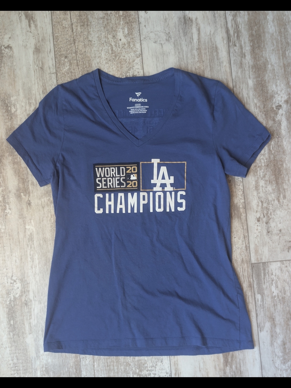 Fanatics Los Angeles Dodgers 2020 World Series Champions Navy V-Neck Tee